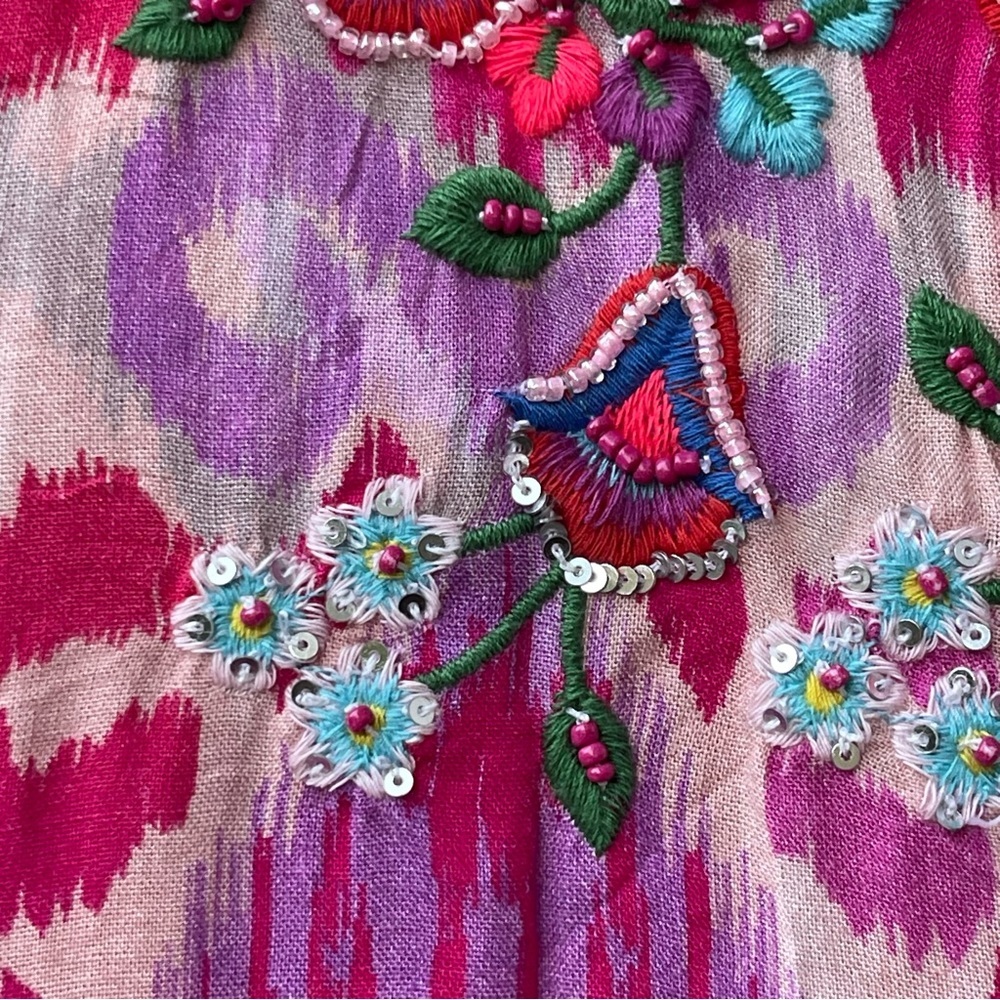 Soft Surroundings Womens Pink Fuchsia Palace Dress Boho Embroidered XS Petite - Picture 9 of 16